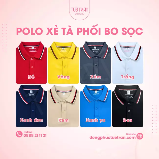 Polo xẻ tà phối bo sọc