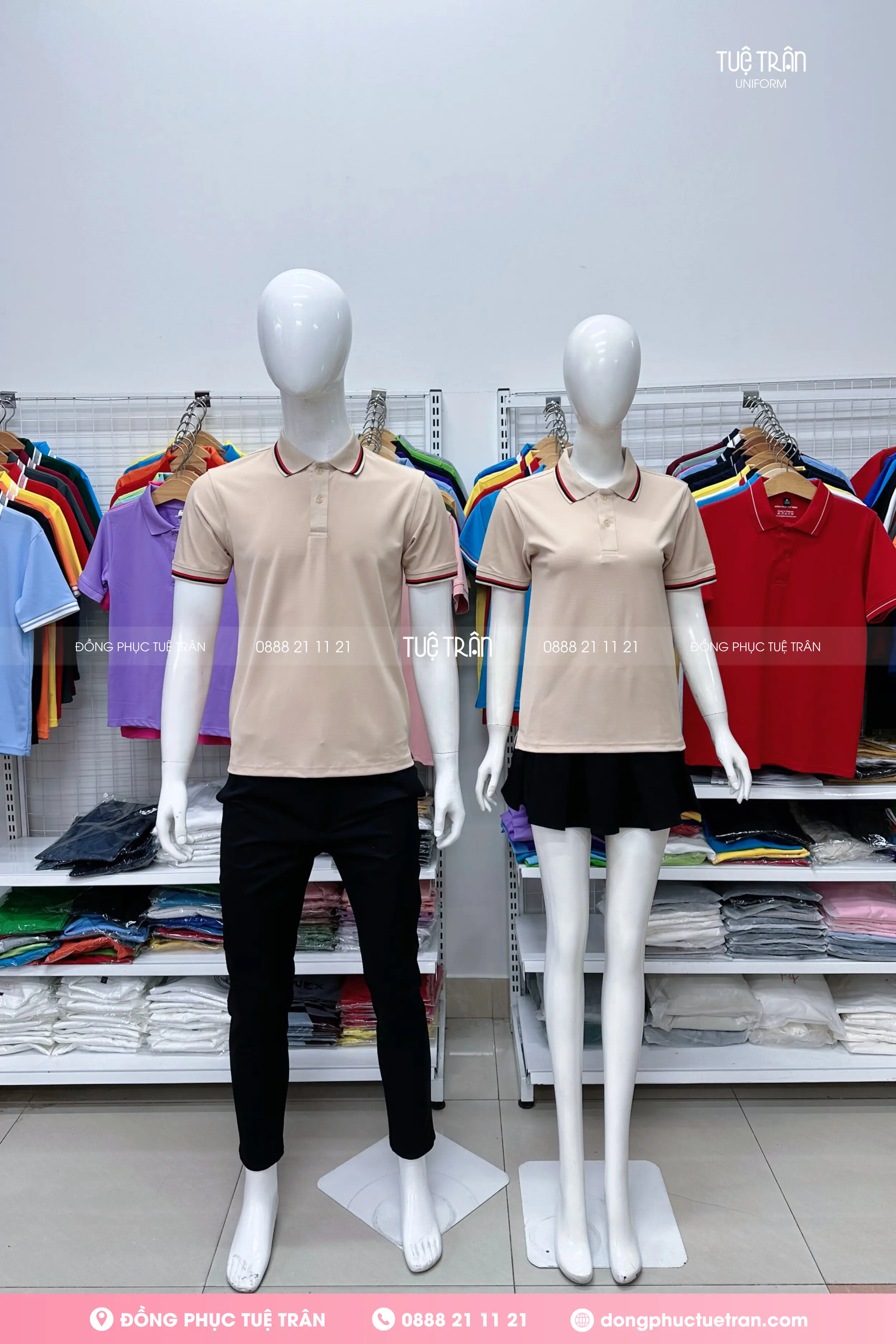 Polo xẻ tà phối bo sọc